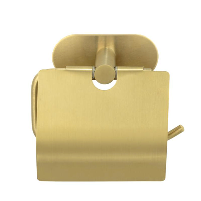 WENKO TURBO-LOC OREA GOLD MATT TOILET PAPER HOLDER WITH COVER