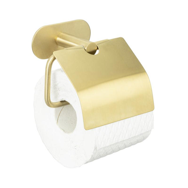 WENKO TURBO-LOC OREA GOLD MATT TOILET PAPER HOLDER WITH COVER