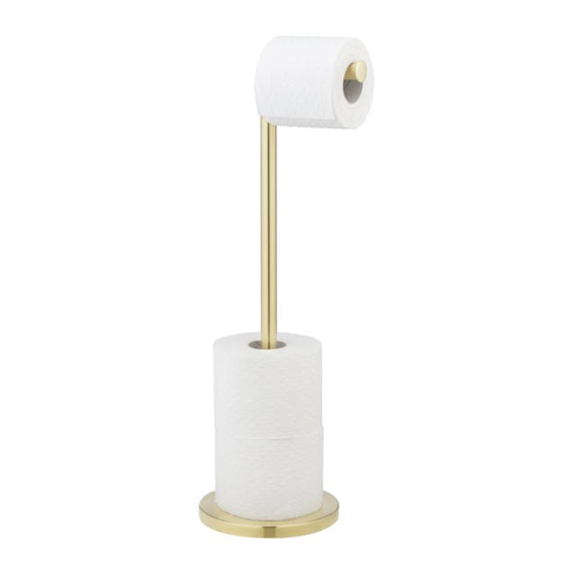 WENKO FREE-STANDING GOLD MATT TOILET ROLL HOLDER 2 IN 1