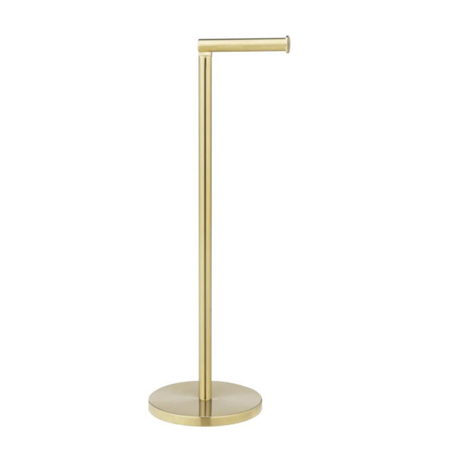 WENKO FREE-STANDING GOLD MATT TOILET ROLL HOLDER 2 IN 1