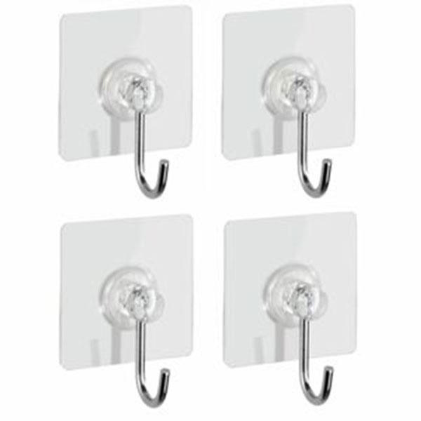 WENKO STATIC LOC NICKEL HOOK SQUARE TRANSPARENT 4PCS