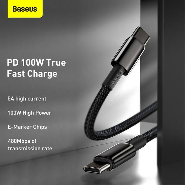 BASEUS USB-C TO USB-C 100W 1M - BLACK