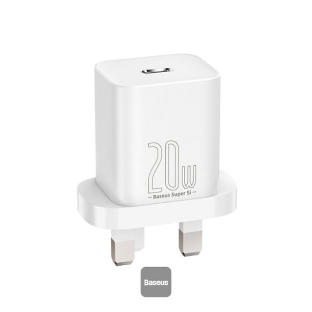 BASEUS WALL CHARGER 20W USB-C UK - WHITE