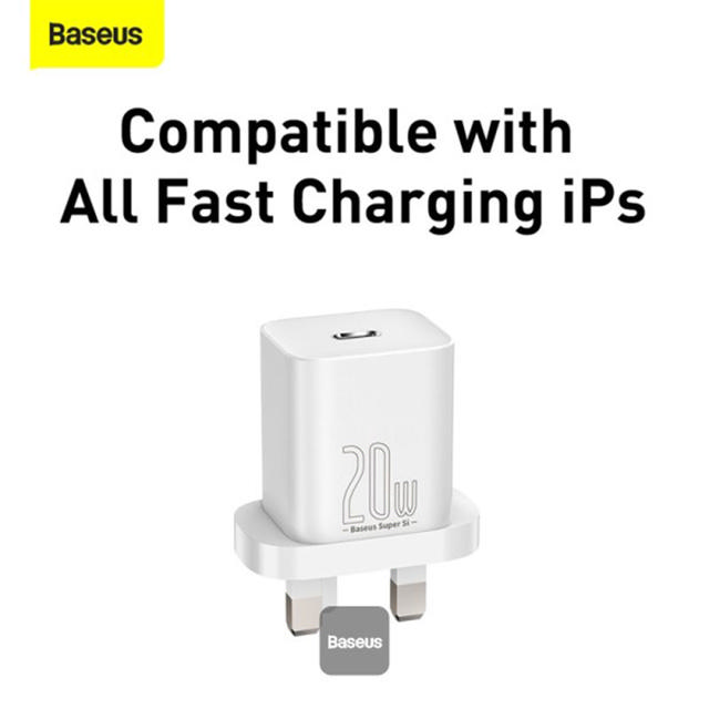 BASEUS WALL CHARGER 20W USB-C UK - WHITE