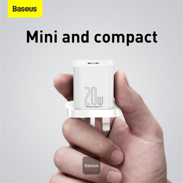 BASEUS WALL CHARGER 20W USB-C UK - WHITE