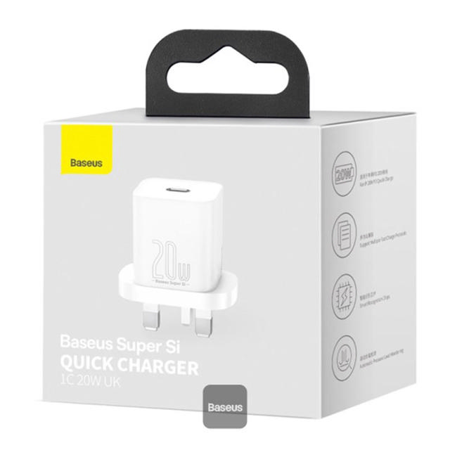 BASEUS WALL CHARGER 20W USB-C UK - WHITE