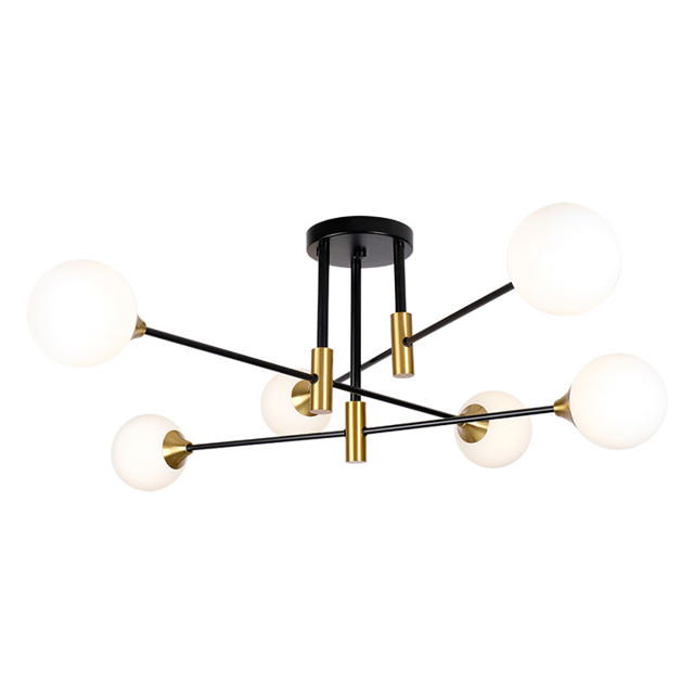 SUNLIGHT 6xG9 (MAX.6x5W) CEILING LIGHT OPAL GLASS BLACK+BRASS IP20 L1030xH325MM