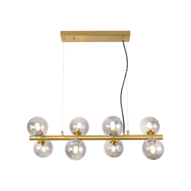 SUNLIGHT 8xG9 (MAX.8x5W) CEILING LIGHT SMOKEY GLASS BRASS IP20 L640xH250xH1565MM