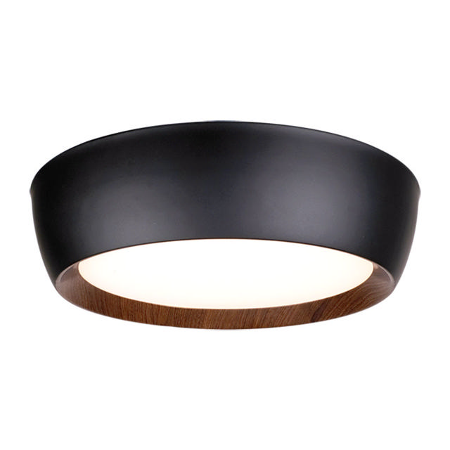 SUNLIGHT LED 30W CEILING LIGHT METAL+ACRILIC BLACK+WOOD 3000K 1350LM IP20 Ø500xH130MM