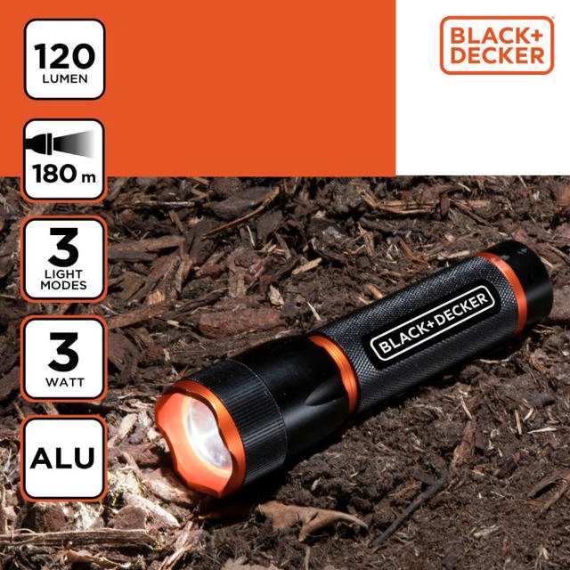 BLACK&DECKER TORCH LED 3W 120LM 180M BEAM