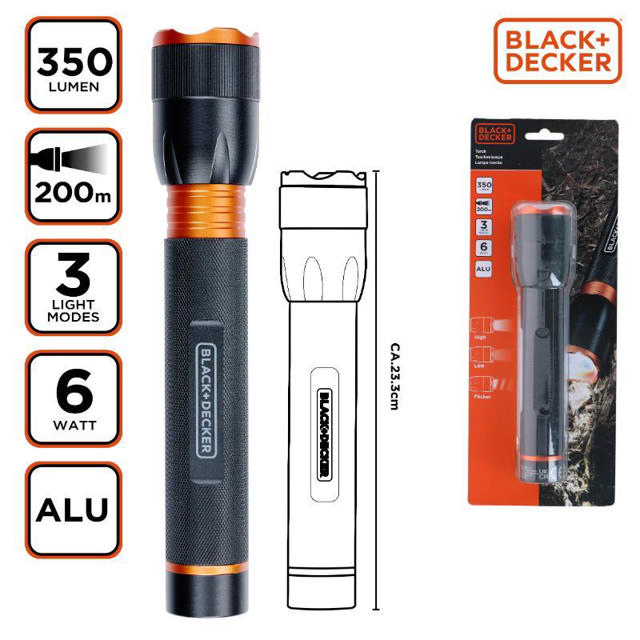 BLACK&DECKER TORCH LED 6W 350LM 200M BEAM