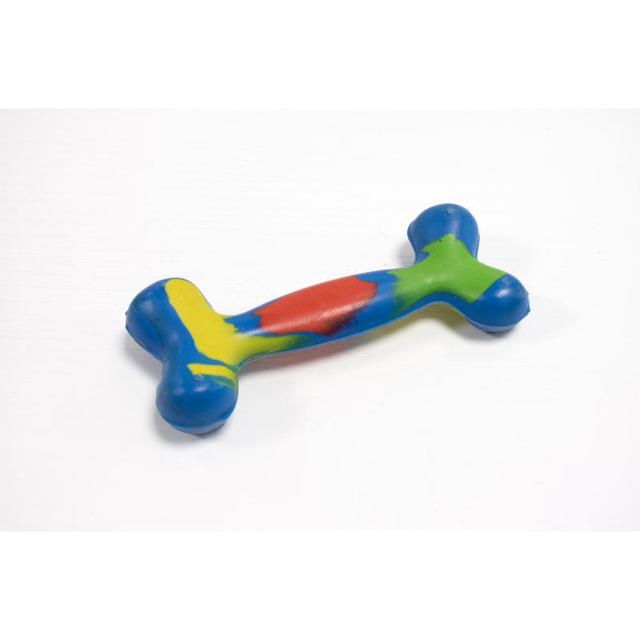 DOG BONE SOLID RUBBER 10X4CM - BLUE