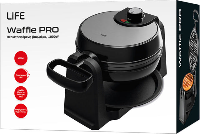 LIFE WAFFLE PRO ROTTARY WAFFLE MAKER 1000W