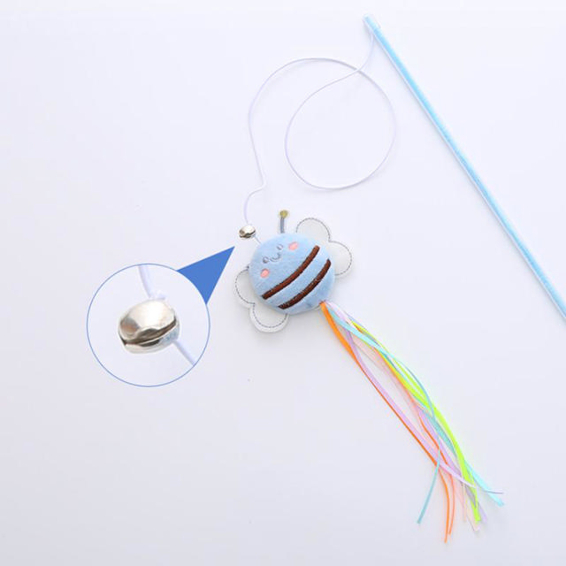 CAT TEASER STICK WITH BELL - ASSORTED COLORS