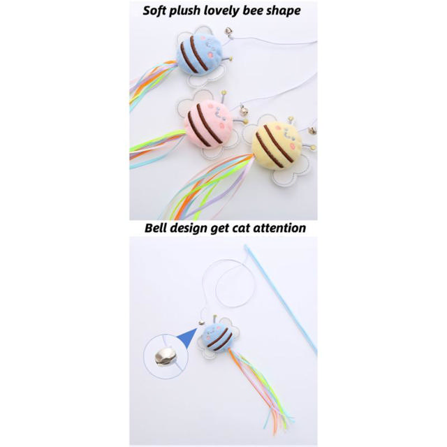 CAT TEASER STICK WITH BELL - ASSORTED COLORS