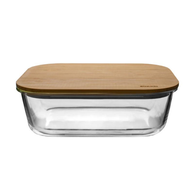 BRABANTIA OVEN BOWL GLASS, WITH WOODEN LID 2300ML