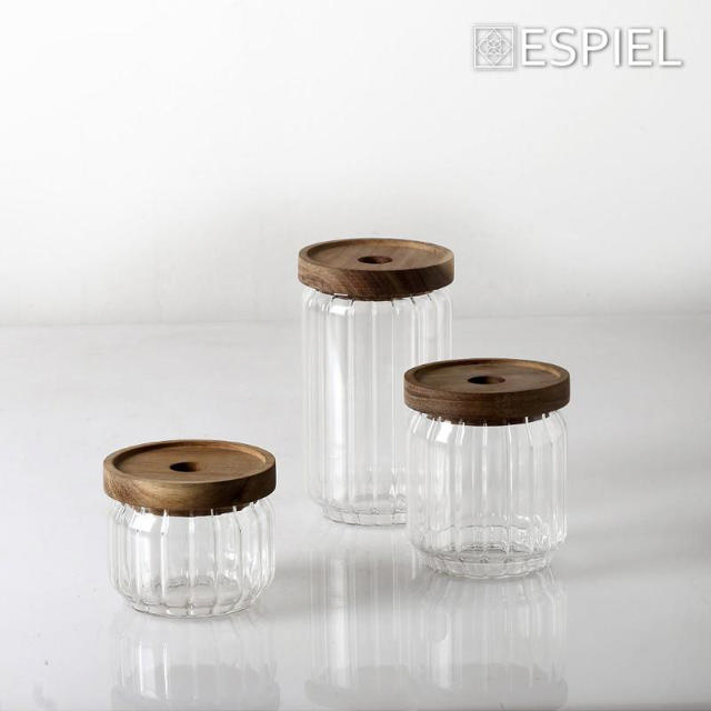 ESPIEL GLASS JAR ACACIA 350ML 