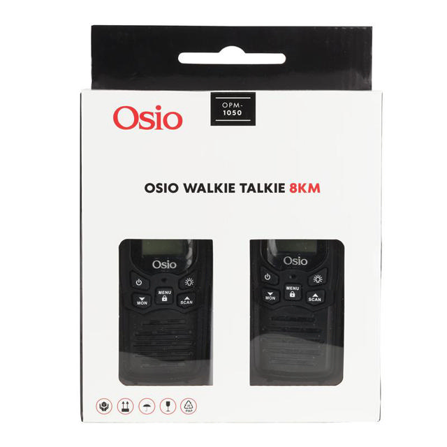 OSIO OPM-1050 PMR WALKIE TALKIE ΜΕ ΦΑΚΟ 8 km – 0.5W - ΜΑΥΡΟ