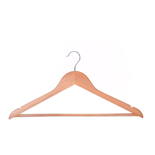 WOODEN CLOTH HANGERS PVC 3 PIECES - NATURAL WOOD COLOR