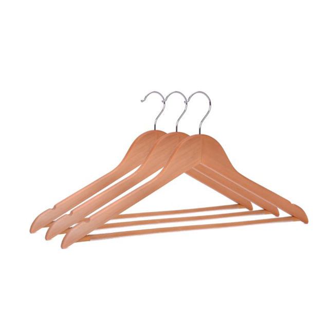 WOODEN CLOTH HANGERS PVC 3 PIECES - NATURAL WOOD COLOR