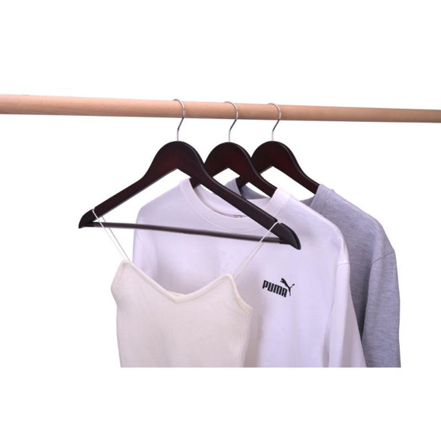 WOODEN CLOTH HANGERS PVC 3 PIECES - BROWN