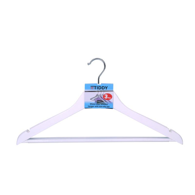 WOODEN CLOTH HANGERS PVC 3 PIECES - WHITE