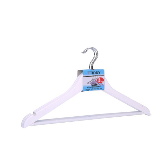 WOODEN CLOTH HANGERS PVC 3 PIECES - WHITE