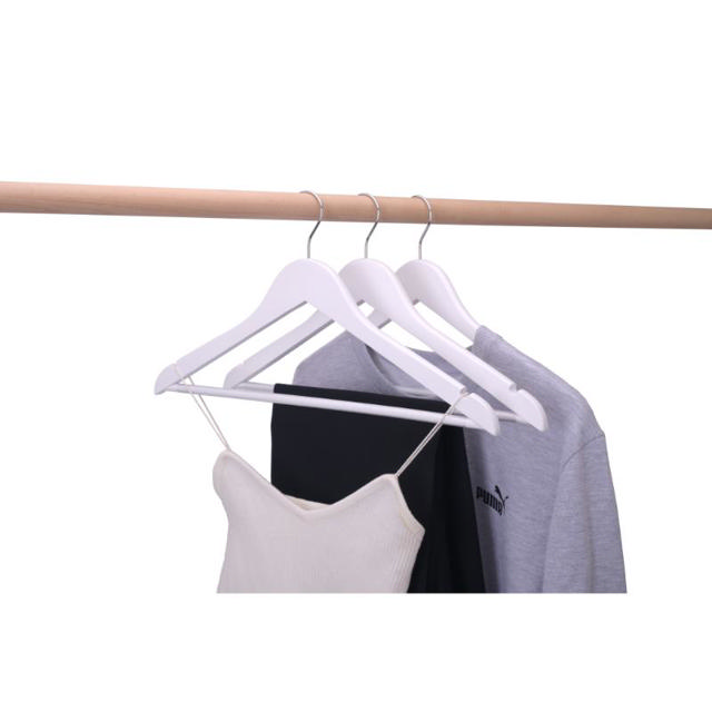 WOODEN CLOTH HANGERS PVC 3 PIECES - WHITE