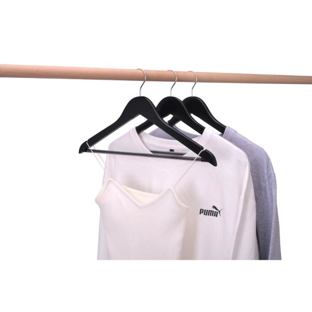 WOODEN CLOTH HANGERS PVC 3 PIECES - BLACK