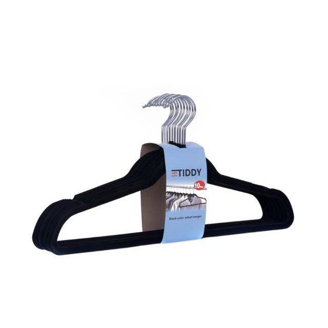 VELVET HANGERS 10 PIECES - BLACK