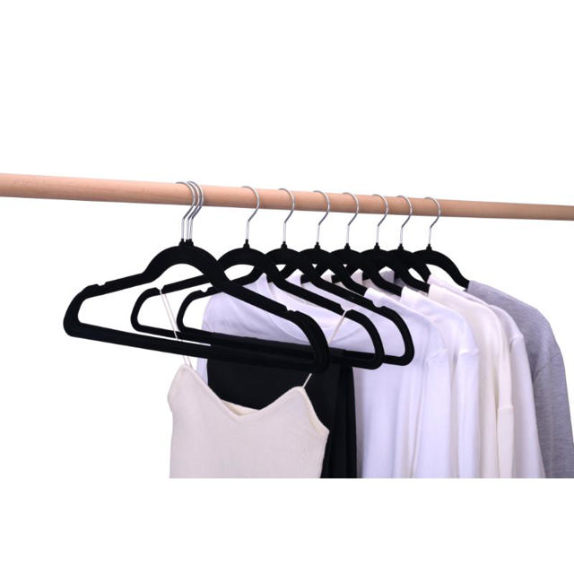 VELVET HANGERS 10 PIECES - BLACK