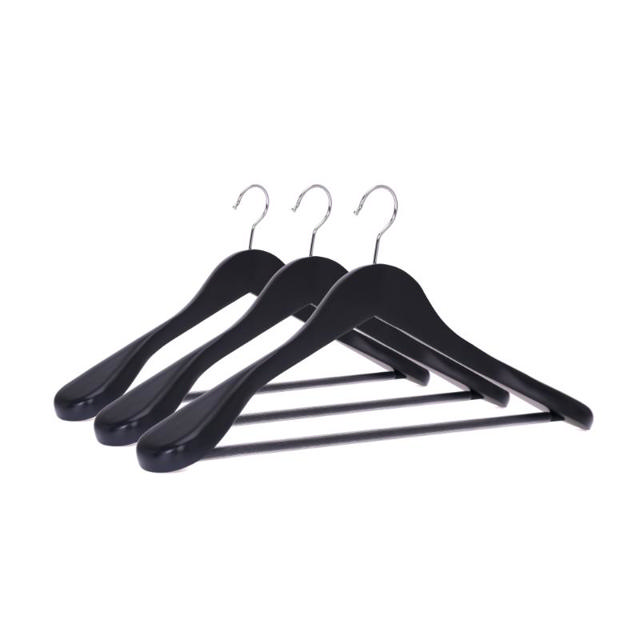 WOODEN COAT HANGER PVC -  BLACK