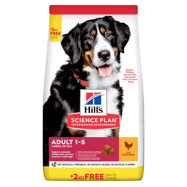 HILLS SCIENCE PLAN LARGE ADULT DOG FOOD WITH CHICKEN BONUS BAG - 14KG+2KG FREE