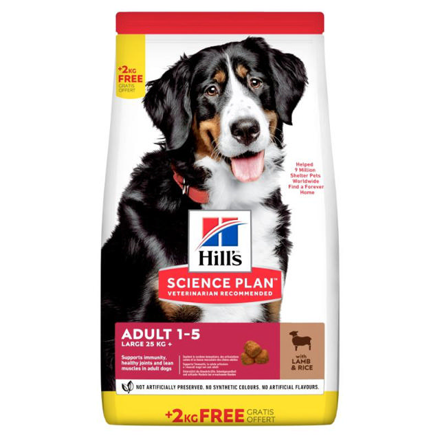 HILLS SCIENCE PLAN LARGE ADULT DOG FOOD WITH LAMB BONUS BAG - 14KG+2KG FREE