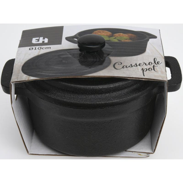 CASSEROL POT CAST IRON WITH LID - BLACK