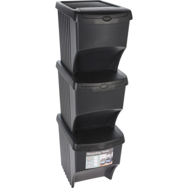 RECYCLE BINS FOOD STACKABLE WASTE 3X22L