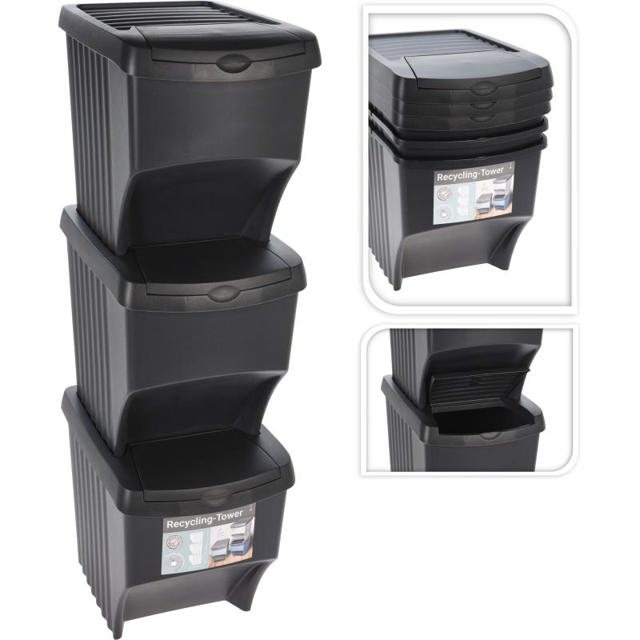 RECYCLE BINS FOOD STACKABLE WASTE 3X22L