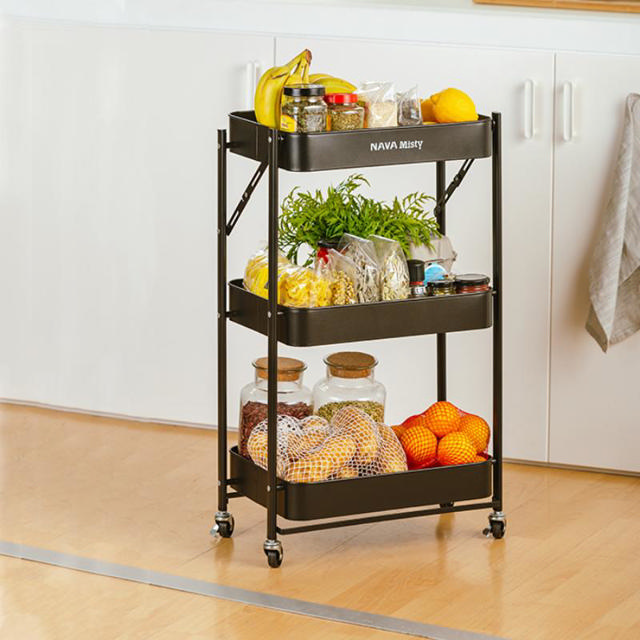 NAVA MISTY FOLDABLE METAL STORAGE CART - 3TIER 77CM