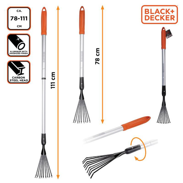 BLACK & DECKER EXPANDABLE ALUMINIUM RAKE