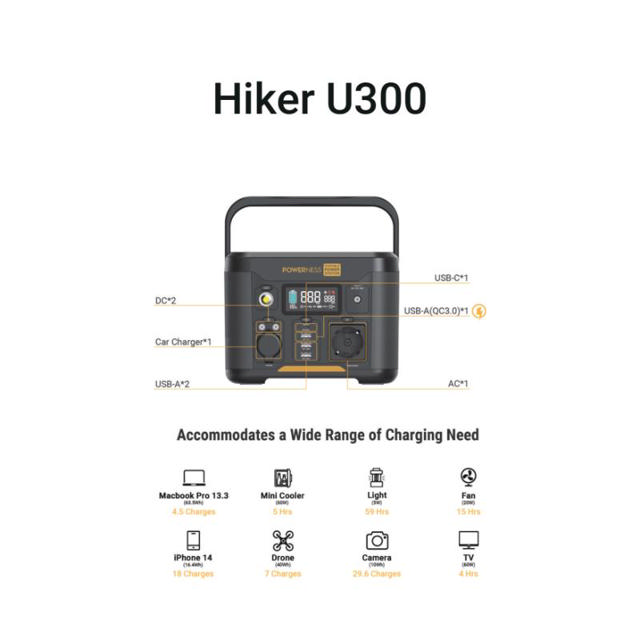 POWERNESS HIKER U300 ΦΟΡΗΤΟΣ ΣΤΑΘΜΟΣ ΙΣΧΥΟΣ 296WH/600W