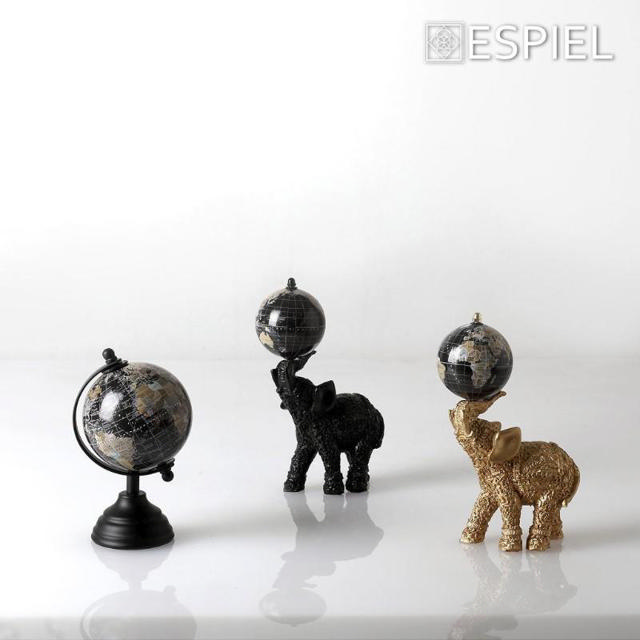 ESPIEL RESIN DECO GLOBE 14.5CM - BLACK