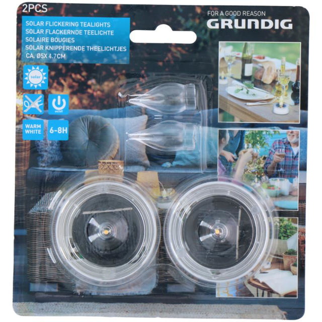 GRUNDIG SOLAR TEALIGHT 5X5.5CM 2 PIECES