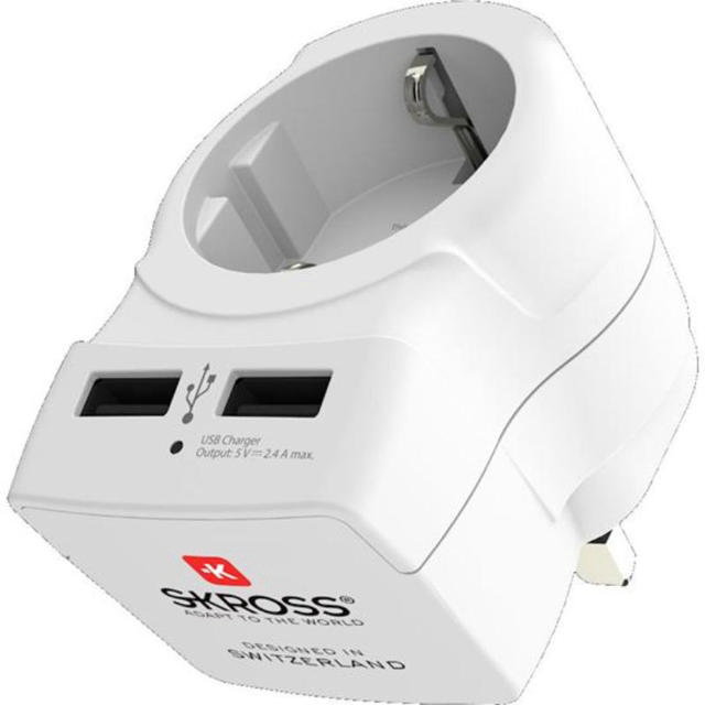 SKROSS UK USB TRAVEL ADAPTER - WHITE