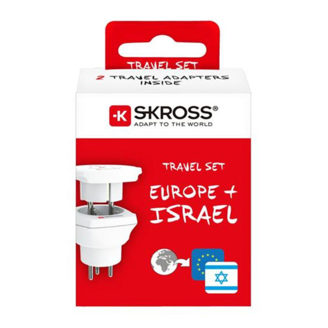 SKROSS TRAVEL ADAPTER FOR USE IN ISRAEL - WHITE