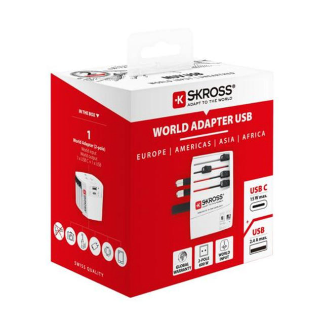 SKROSS TRAVEL MU USB ADAPTER A+C U/SAL - WHITE