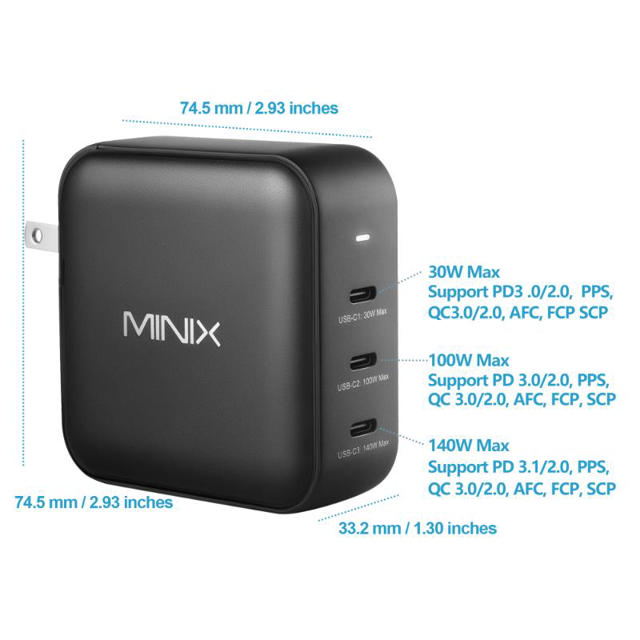 MINIX NEO ΦΟΡΤΙΣΤΗΣ 140W 3XC - ΜΑΥΡΟ