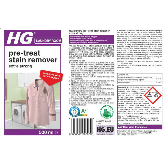 HG PRE TREAT STAIN REMOVER EXTRA STRONG 500ML