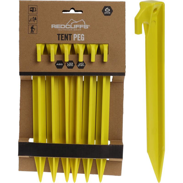 TENT PEGS ABS 6PCS 23CM - YELLOW