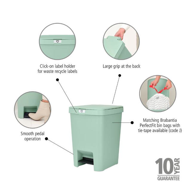 BRABANTIA  STEP-UP PEDAL BIN 25L - JADE GREEN