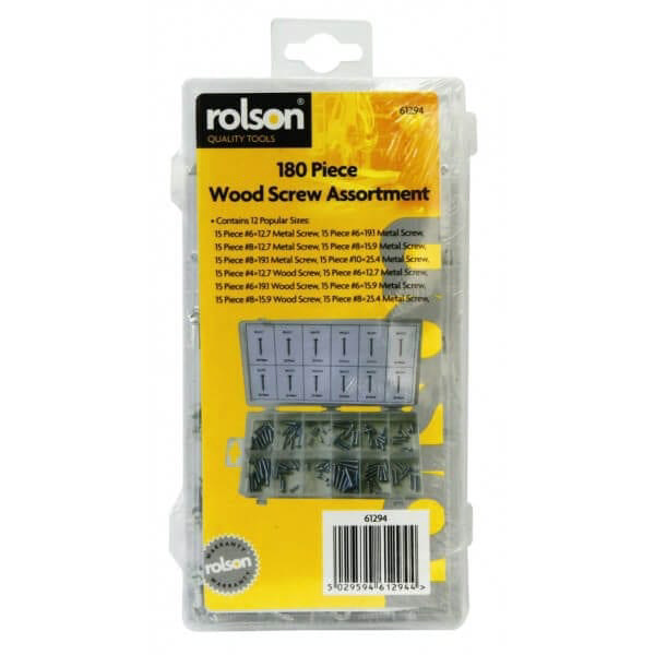 ROLSON METAL AND WOOD SCREW ASSORTMENT 180PCS